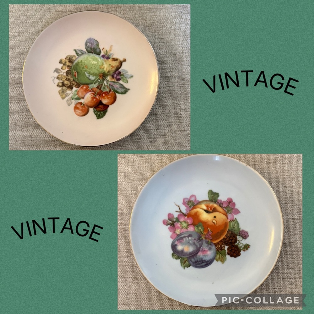 Vintage Fruit Design Decorative Plates.  Hand painted.  Made in Japan. Set of 2